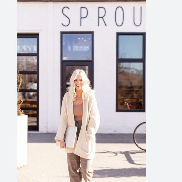 The Skinny Erinn Knit Cardigan Brown Taupe  OS - Picture 4 of 10